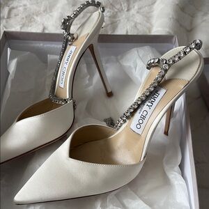 Jimmy Choo White Embellished Women's Heels